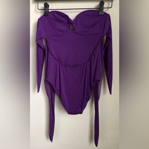 Anthropologie Purple Pleated Swimsuit Size XS Vintage Maillot Glam Hollywood Y2K - Picture 4 of 8